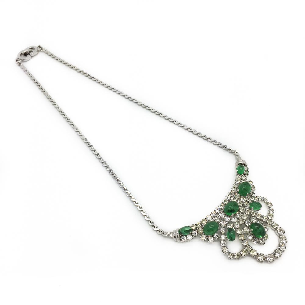 Vintage Christian Dior Necklace Green Cocktail Necklace