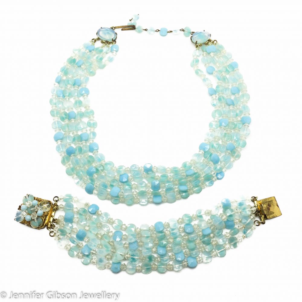 Vintage Opaline Glass Bracelet and Necklace