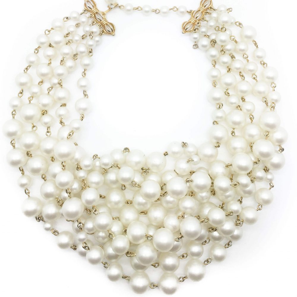 Marvella Vintage Pearl Statement Cascade Collar