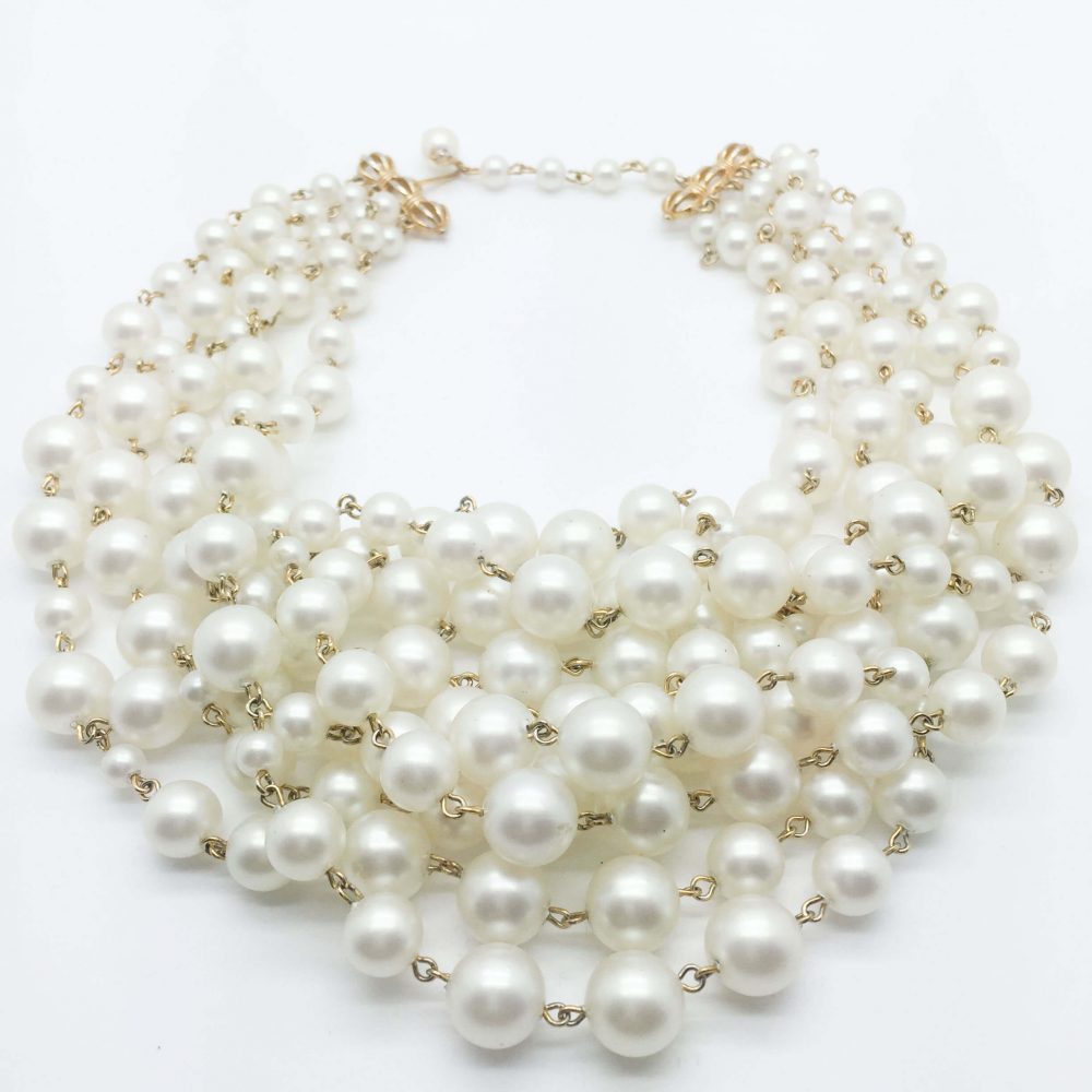 Marvella Vintage Pearl Statement Cascade Collar