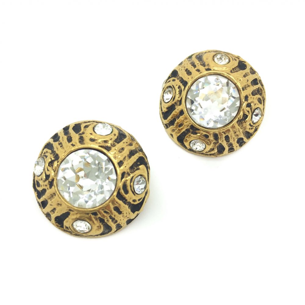 VIntage CHANEL Crystal Gilt Earrings 1970s