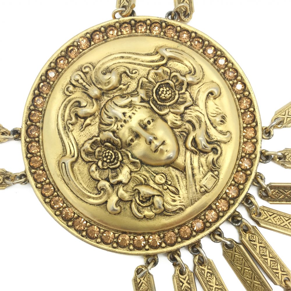 Goldette Vintage Necklace 1960s Art Noveau Inspired