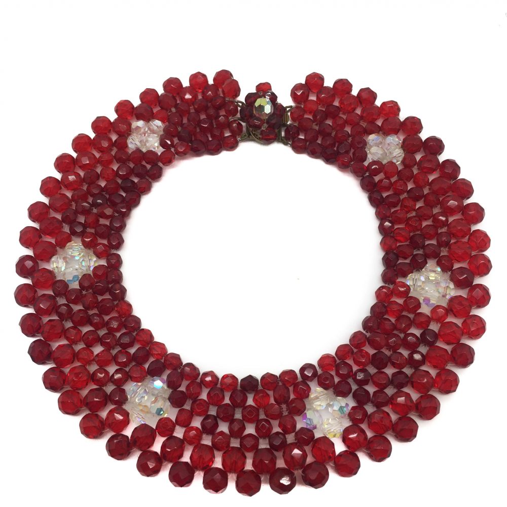 Red 1950s Crystal Collar Vintage