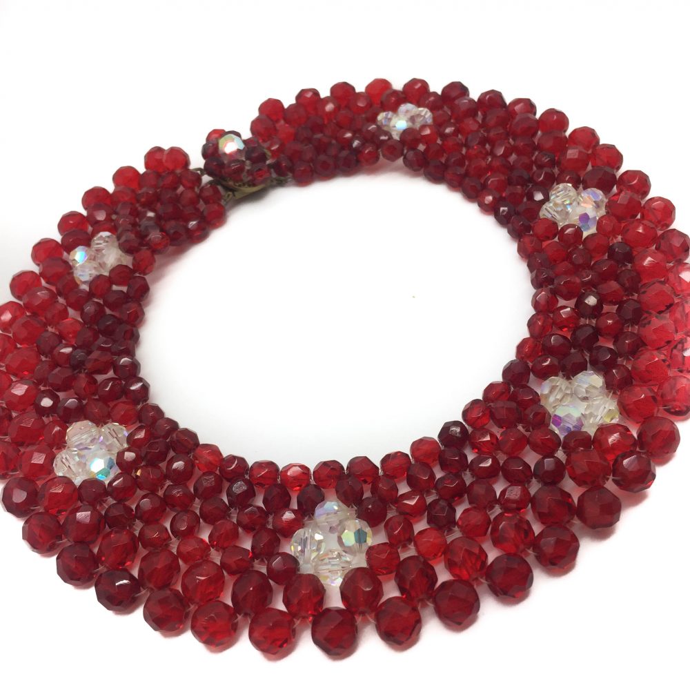 Red 1950s Crystal Collar Vintage