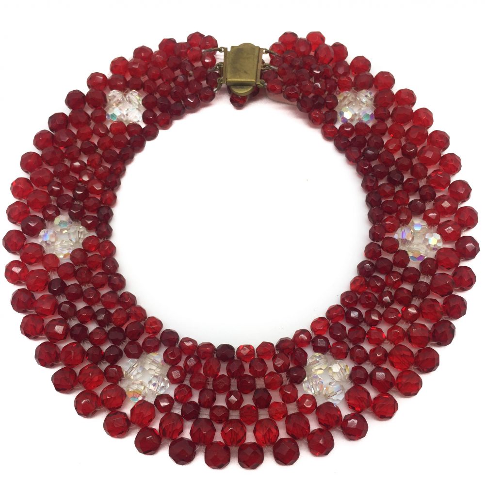 Red 1950s Crystal Collar Vintage