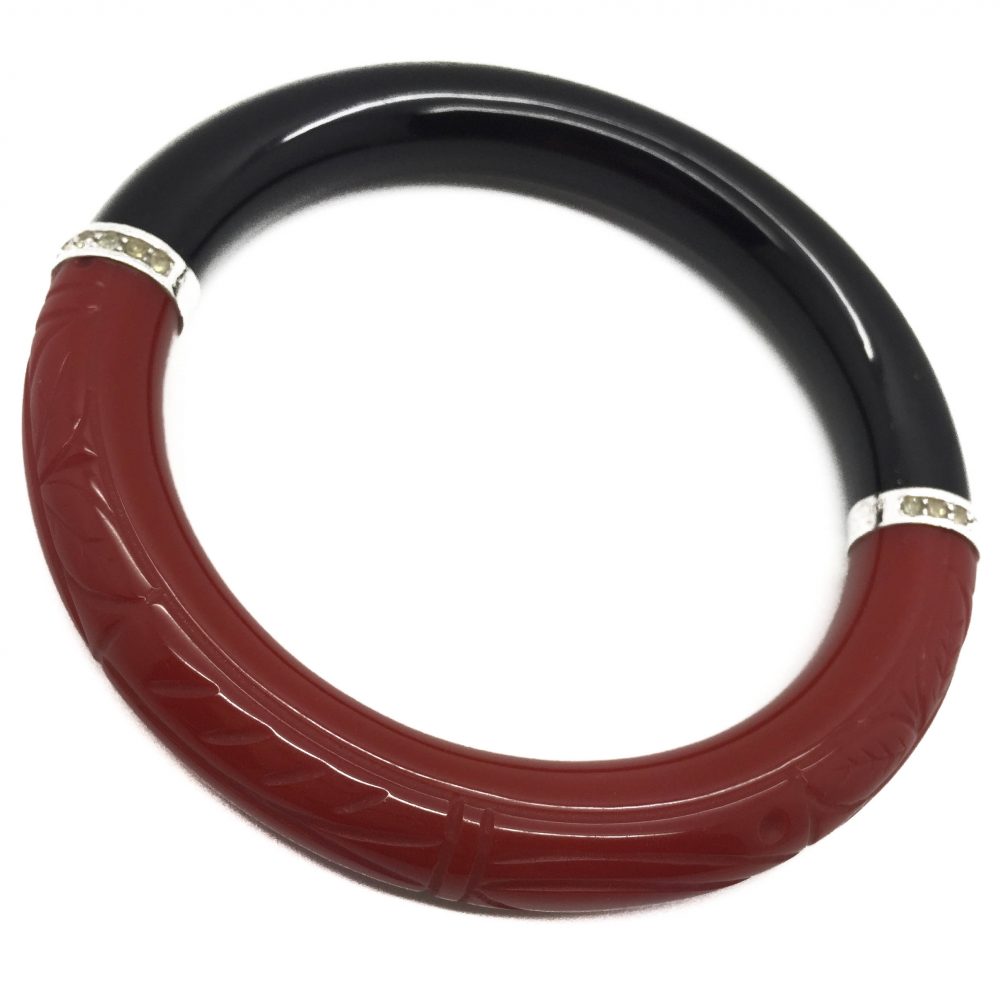 Vintage Givenchy Bangle Art Deco Inspired Red Black 1970s