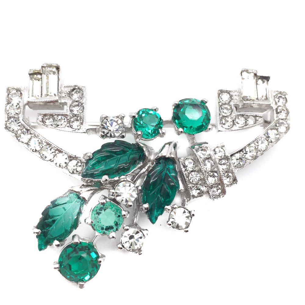 DeRosa Art Deco Brooch Emerald Fruit Salad 1930s