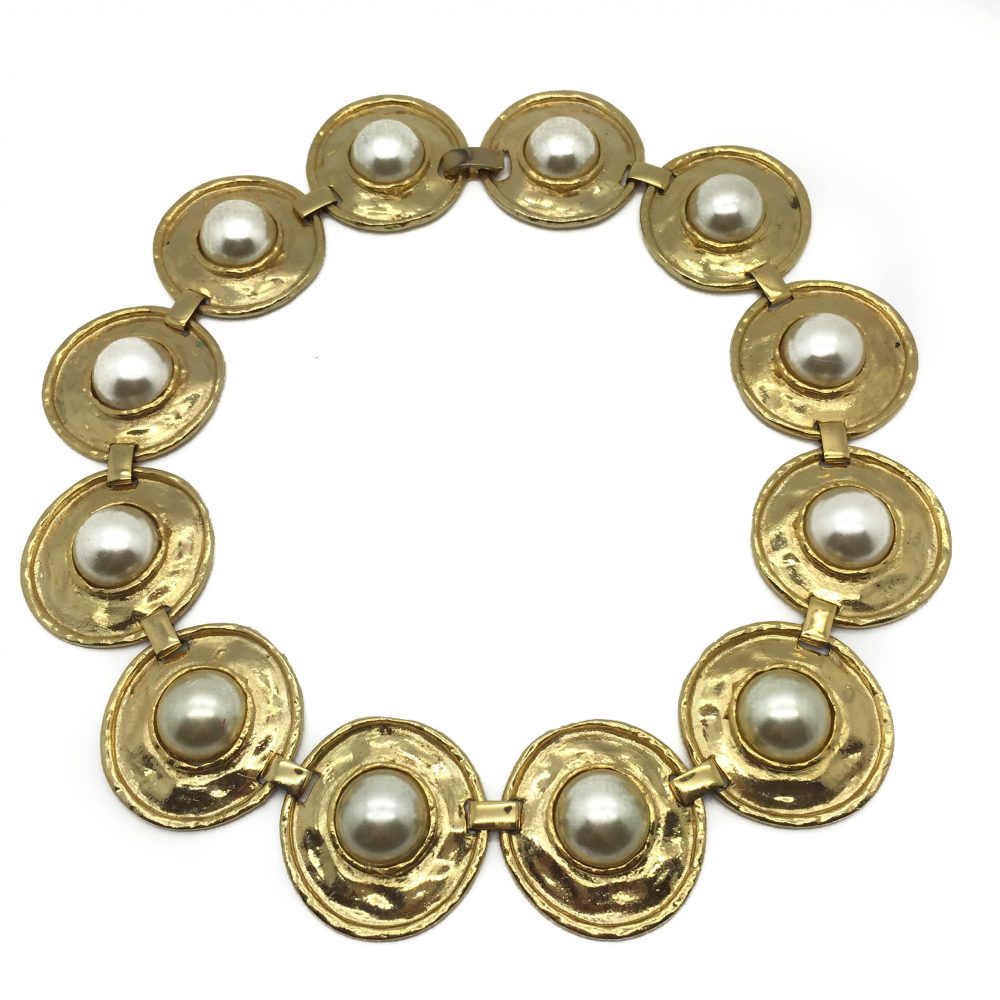 Vintage Costume Jewellery _Vintage Gilt Pearl Necklace_jennifer gibson jewellery