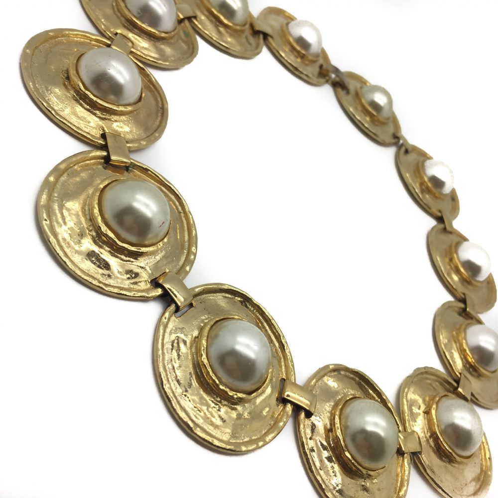 Vintage Costume Jewellery _Vintage Gilt Pearl Necklace_jennifer gibson jewellery