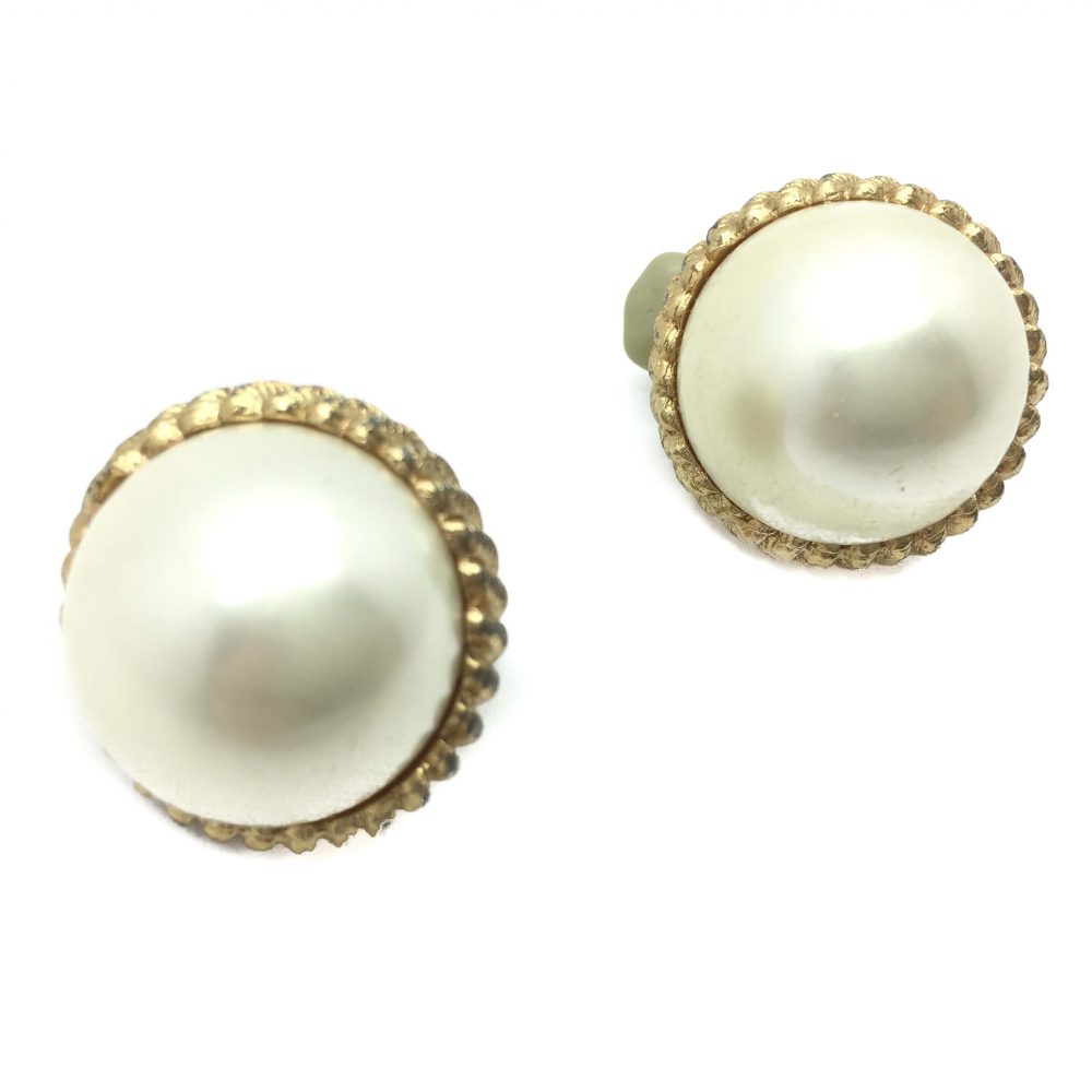 CINER Pearl 1980s Mabe Earring Vintage Costume Jewellery