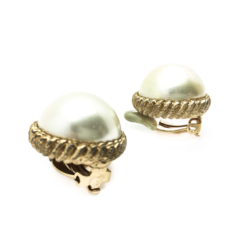 CINER Pearl 1980s Mabe Earring Vintage Costume Jewellery
