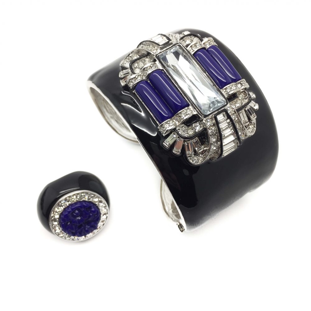 KJL Art Deco Suite Kenneth Jay Lane Vintage Costume Jewellery Necklcae Ring Bracelet 1990s