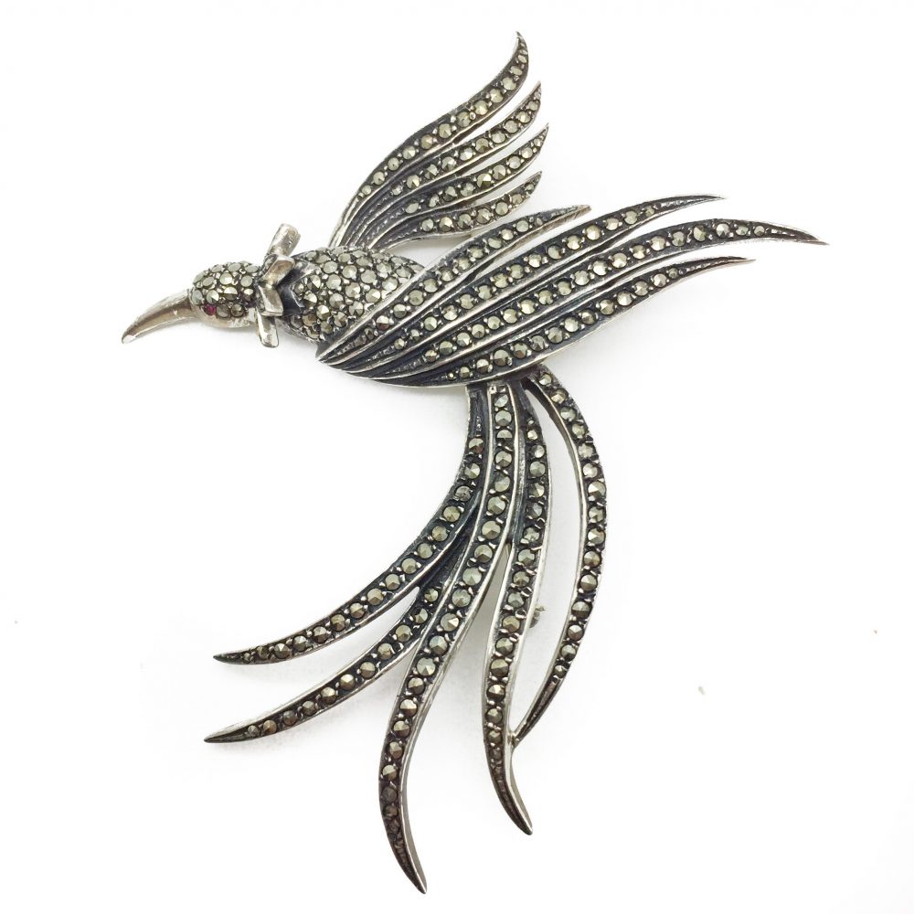 Silver Bird Brooch Vintage Costume Jewellery Vintage Brooch