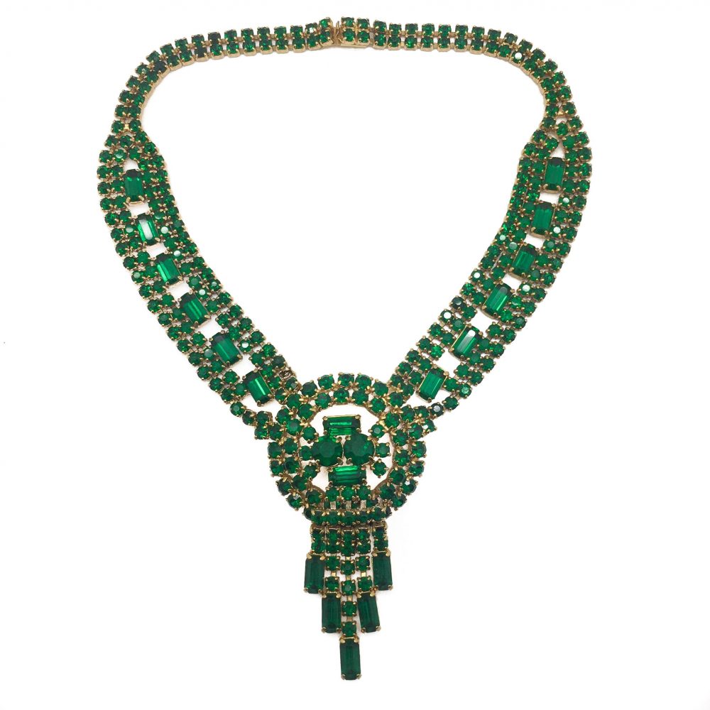 Green Crystal Vintage Necklace,