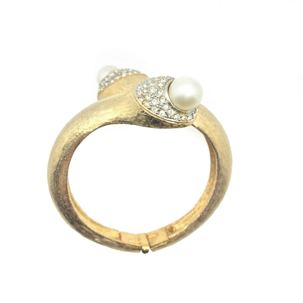 Vintage Costume Jewellery Pearl Clamper Bracelet