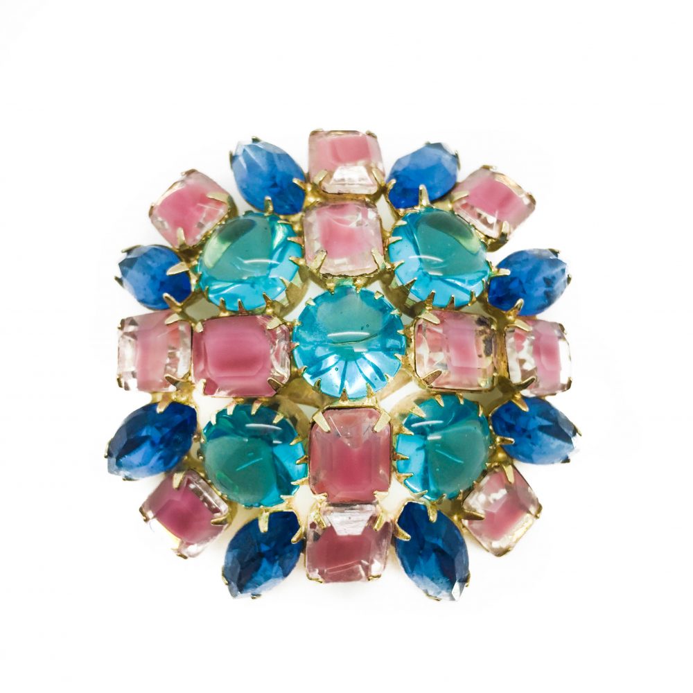 Vintage Costume Jewellery Pastel Glass Brooch
