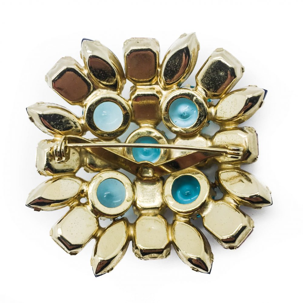 Vintage Costume Jewellery Pastel Glass Brooch