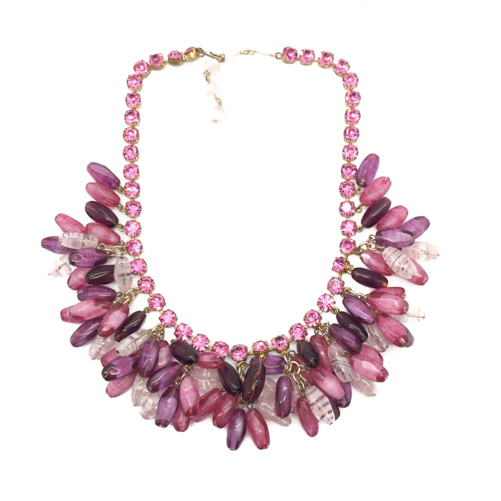 Vintage Costume Jewellery Pink 1950s Necklace