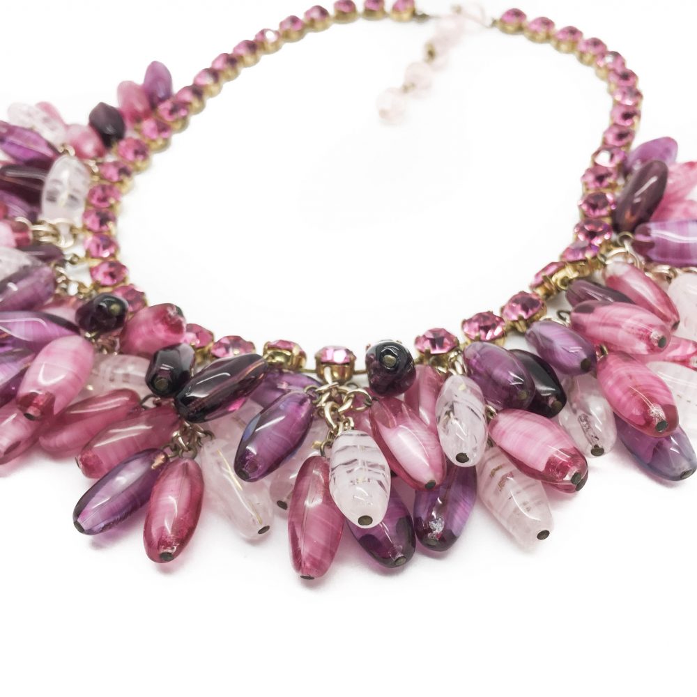 Vintage Costume Jewellery Pink 1950s Necklace