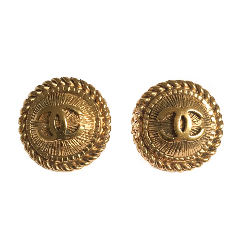 Vintage Chanel Logo Earrings