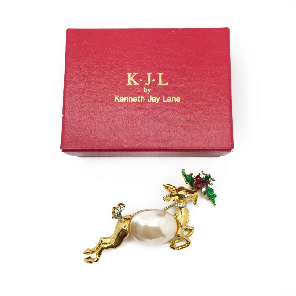 Vintage Kenneth Jay Lane Reindeer Brooch