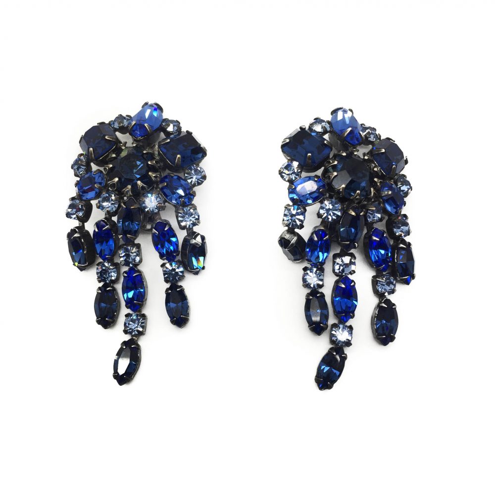 1950s Schreiner Blue Crystal Earrings