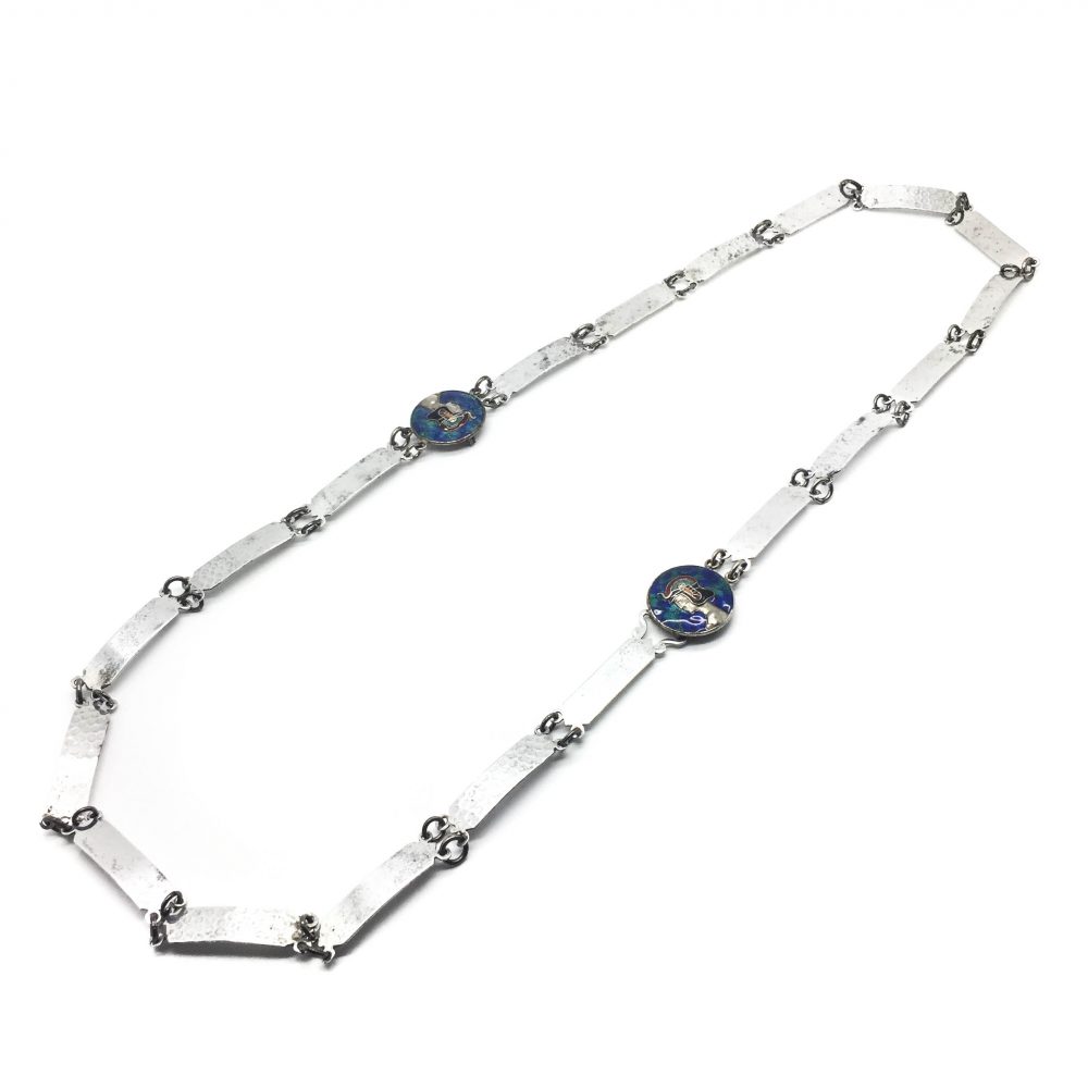 1920s Antique Egyptian Enamel Belt Necklace