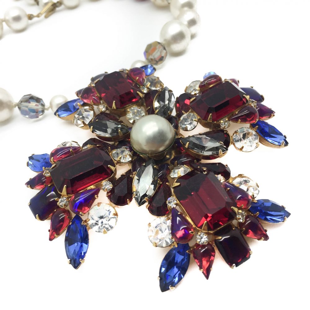1950s VOGUE Jwlry Crystal Cross Necklace
