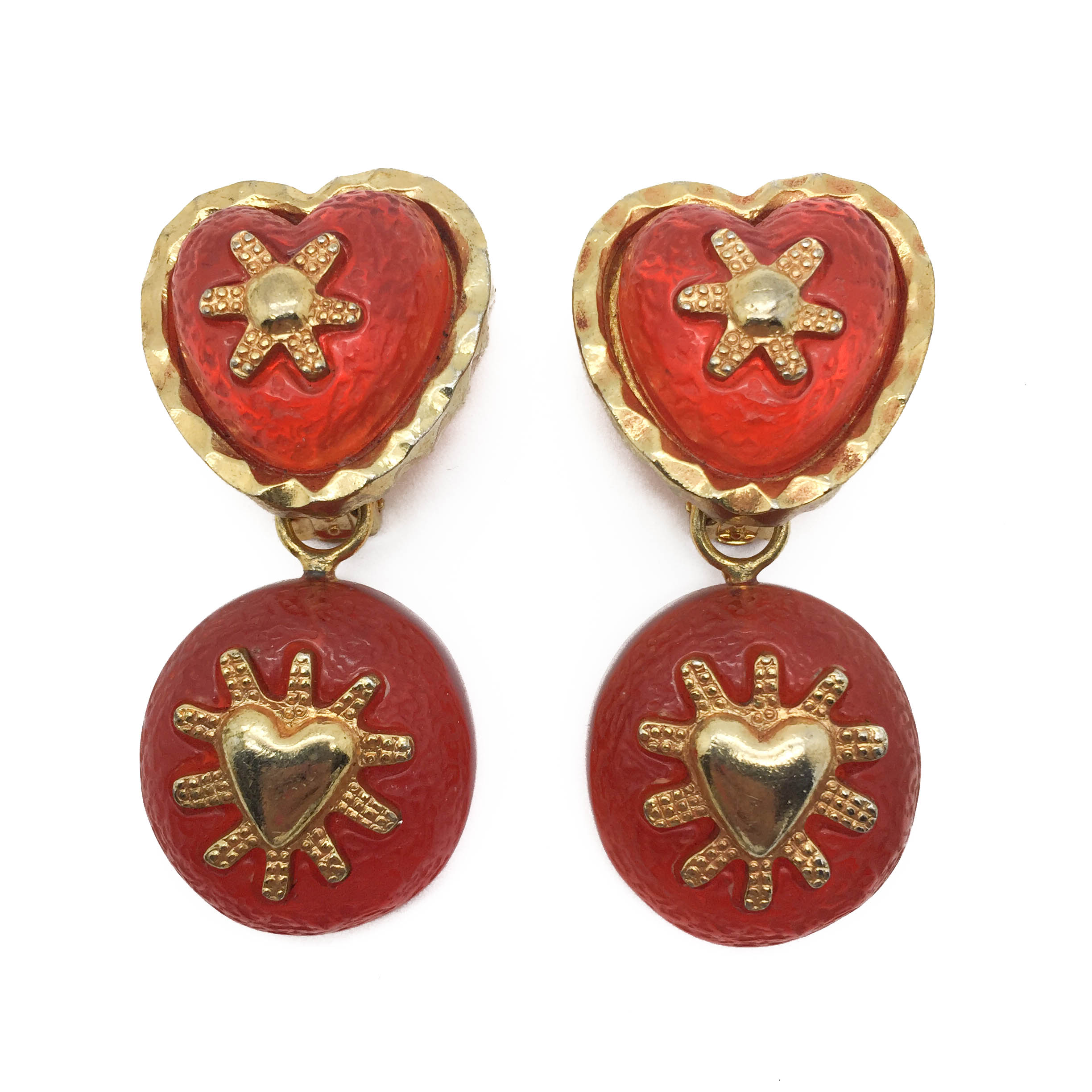 IMG_3767 1990s Orange Heart Earrings