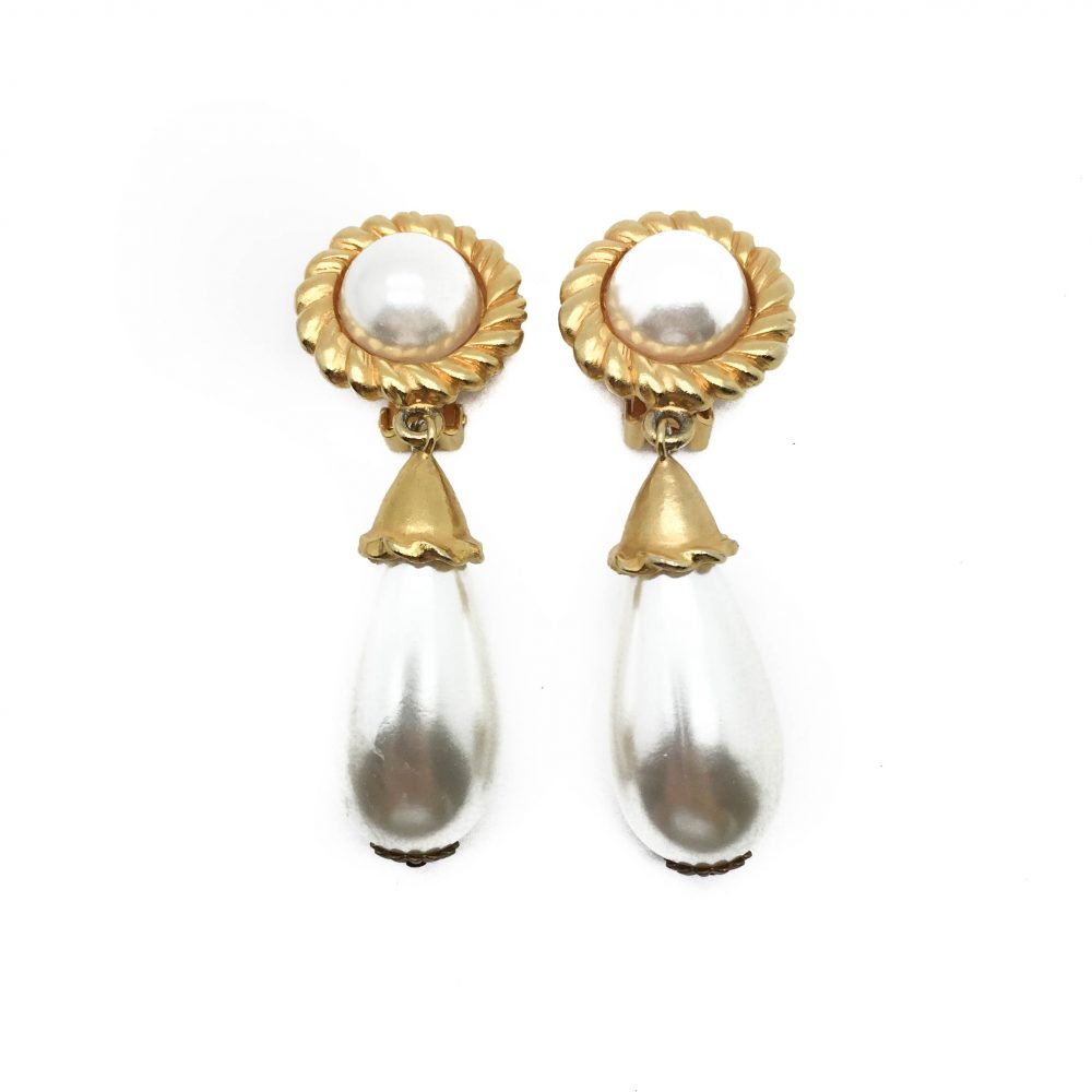 1980s Escada Pearl Earrings