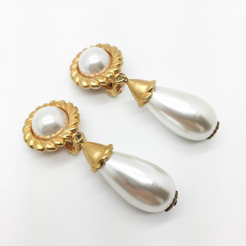 1980s Escada Pearl Earrings