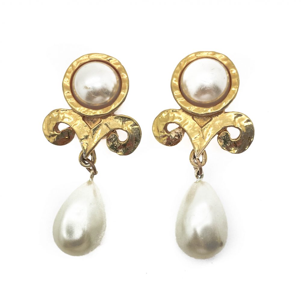 1980s French Pearl Drop Earrings