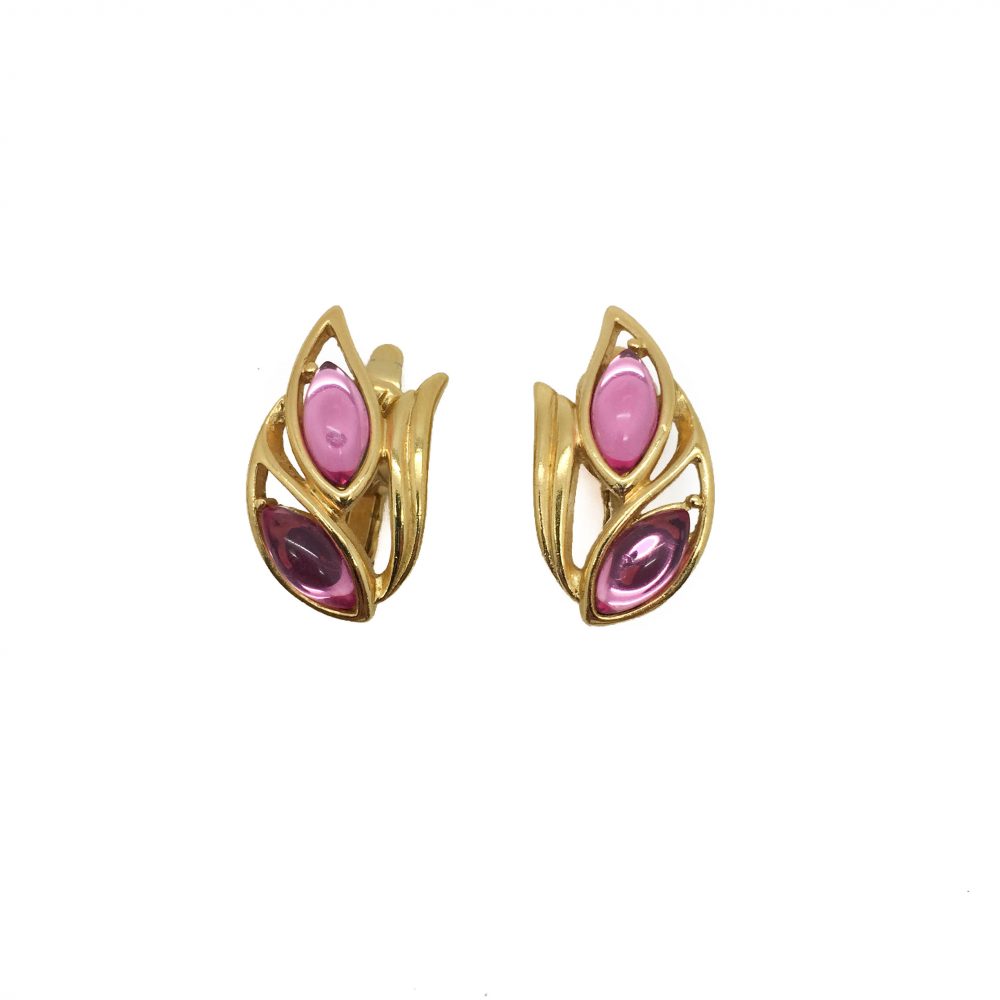 1980s Trifari Pink Floral Earrings
