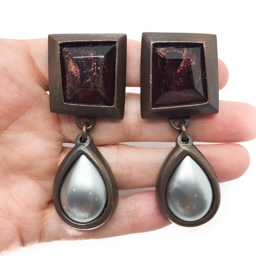1980s Yves Saint Laurent YSL Art Drop Earrings