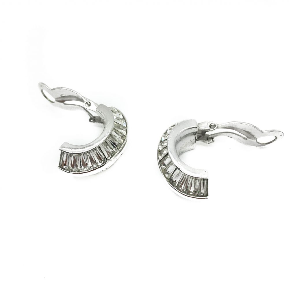 1940s Pennino Crystal Deco Earrings