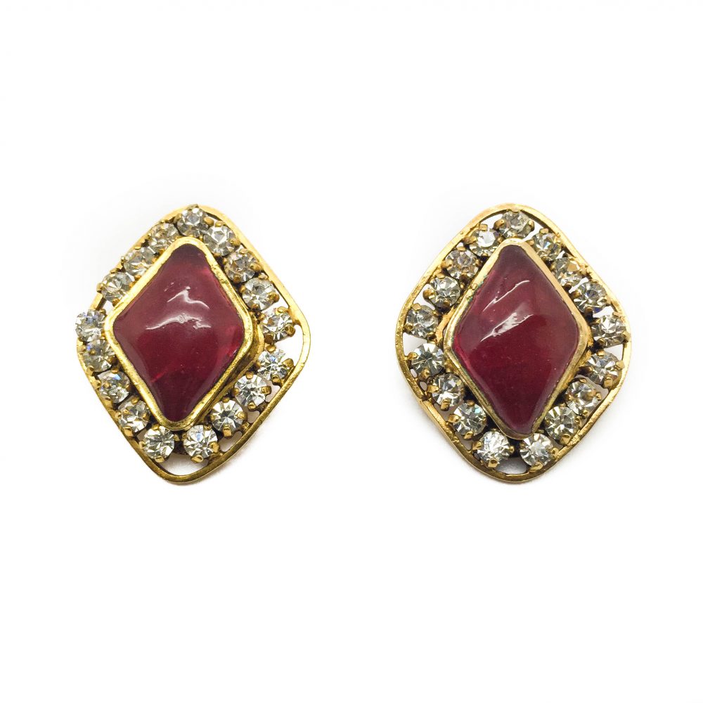 1970s Chanel Red Gripoix Earrings