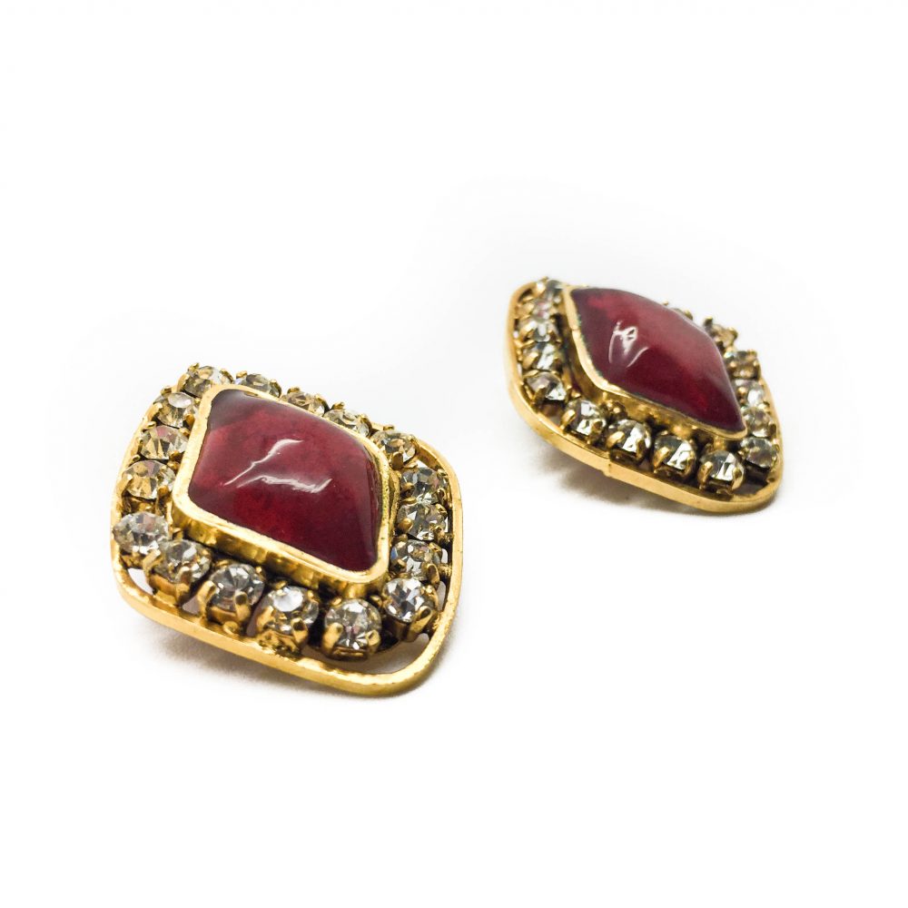 1970s Chanel Red Gripoix Earrings