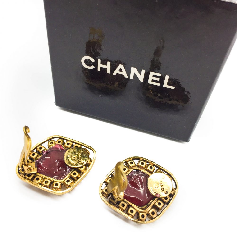 1970s Chanel Red Gripoix Earrings