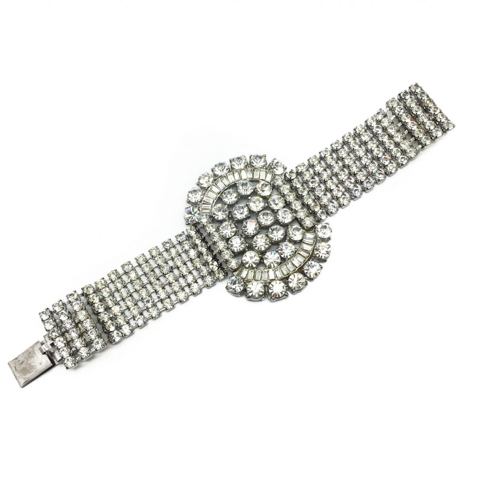 1960s Duchess of Windsor Style Rhinestone Cuff