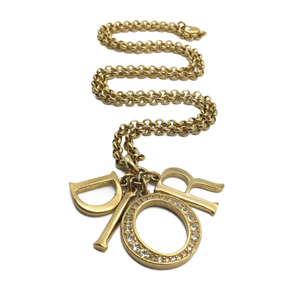 1990s DIOR Logo Letter Charm Necklace