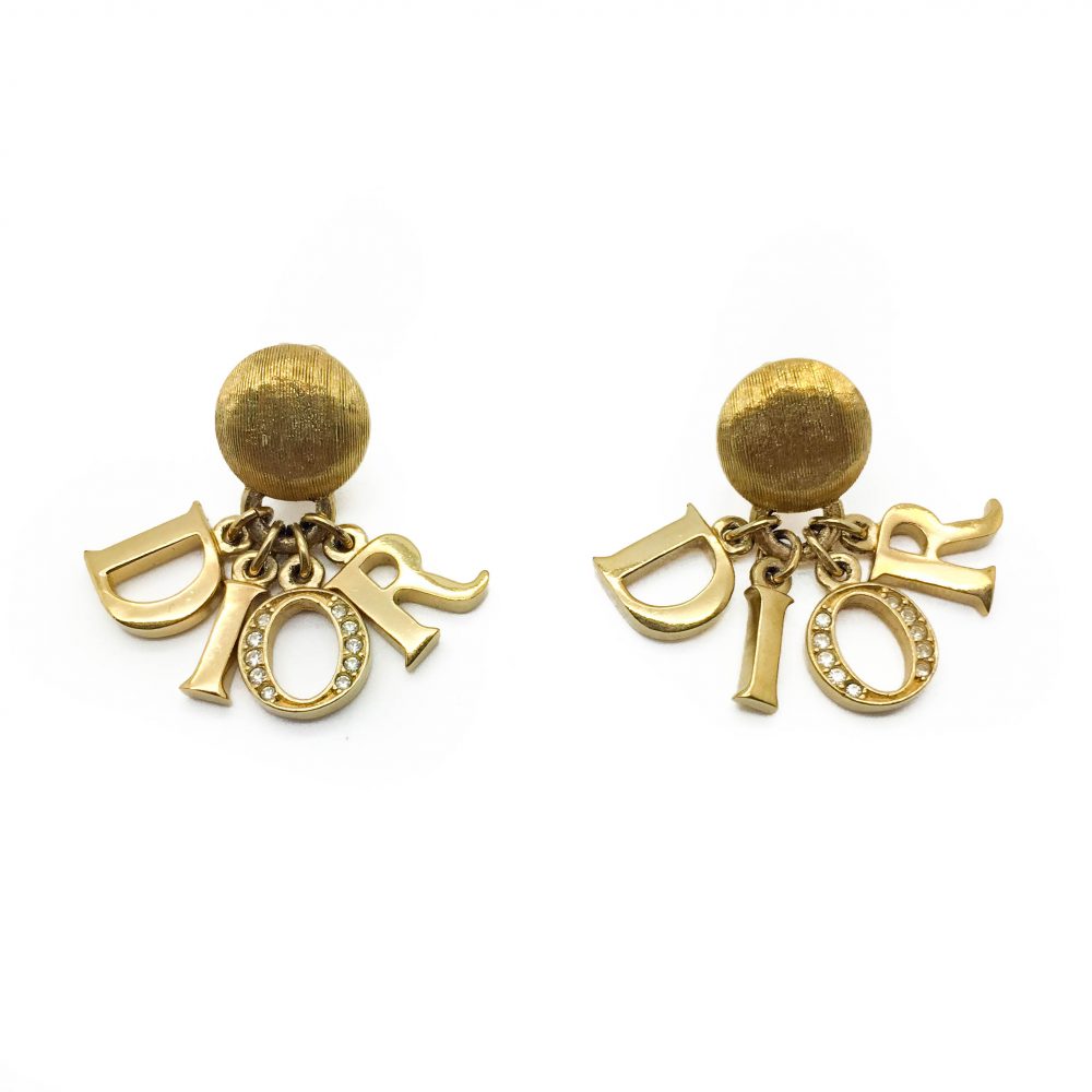 1990s DIOR Logo Letter Charm Earrings