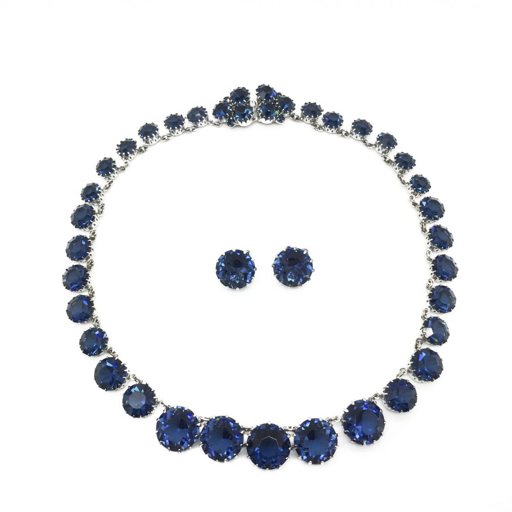 Vintage Christian Dior Midnight Blue Necklace and Earrings