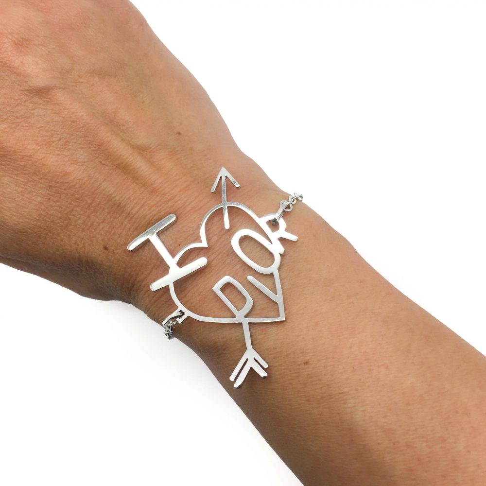 Vintage Dior Retro Silver Tone Love Heart Bracelet