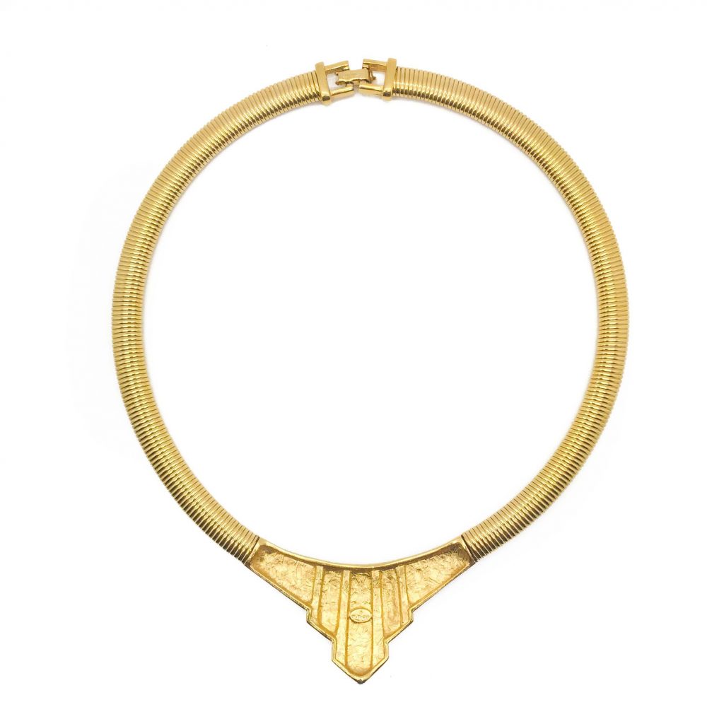 Vintage Givenchy Black and Gold Geo Collar Necklace