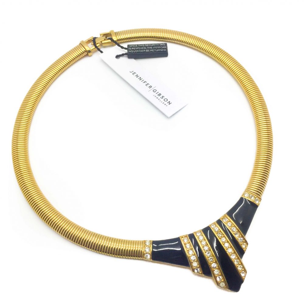 Vintage Givenchy Black and Gold Geo Collar Necklace
