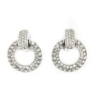 Vintage Christian Dior Rhinestone Door Knocker Hoop Earrings 1990s