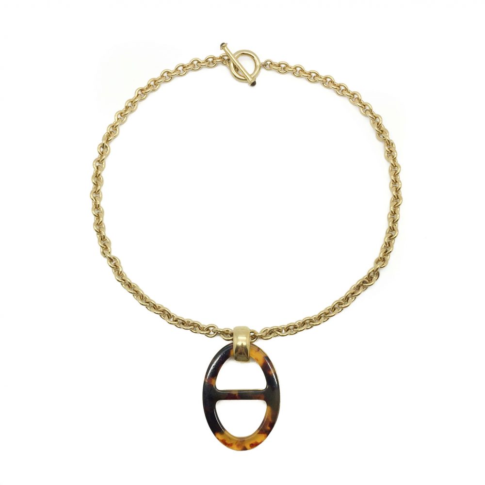 Vintage Ralph Loren Tortoiseshell Pendant Necklace