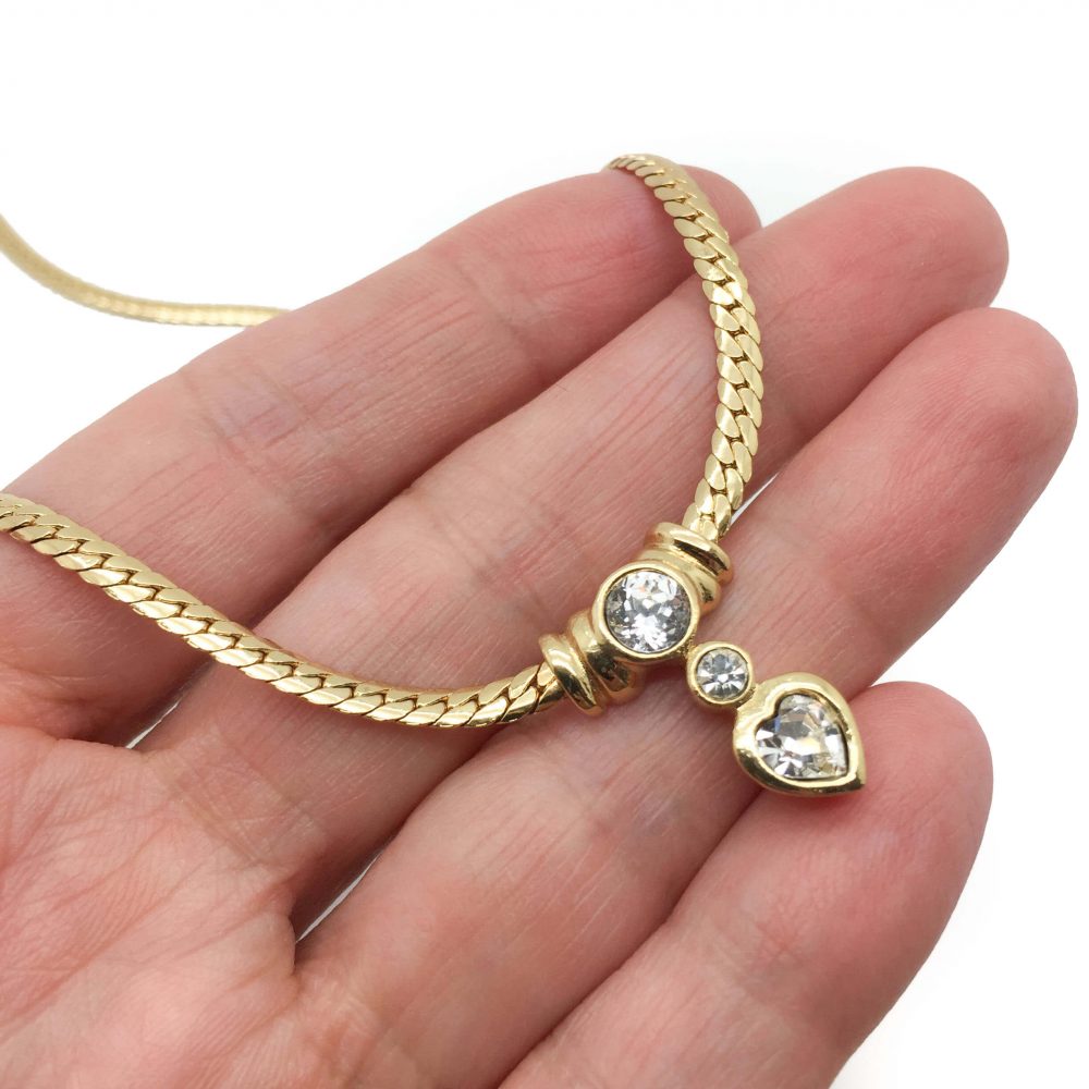 Vintage Grosse Crystal Heart Necklace