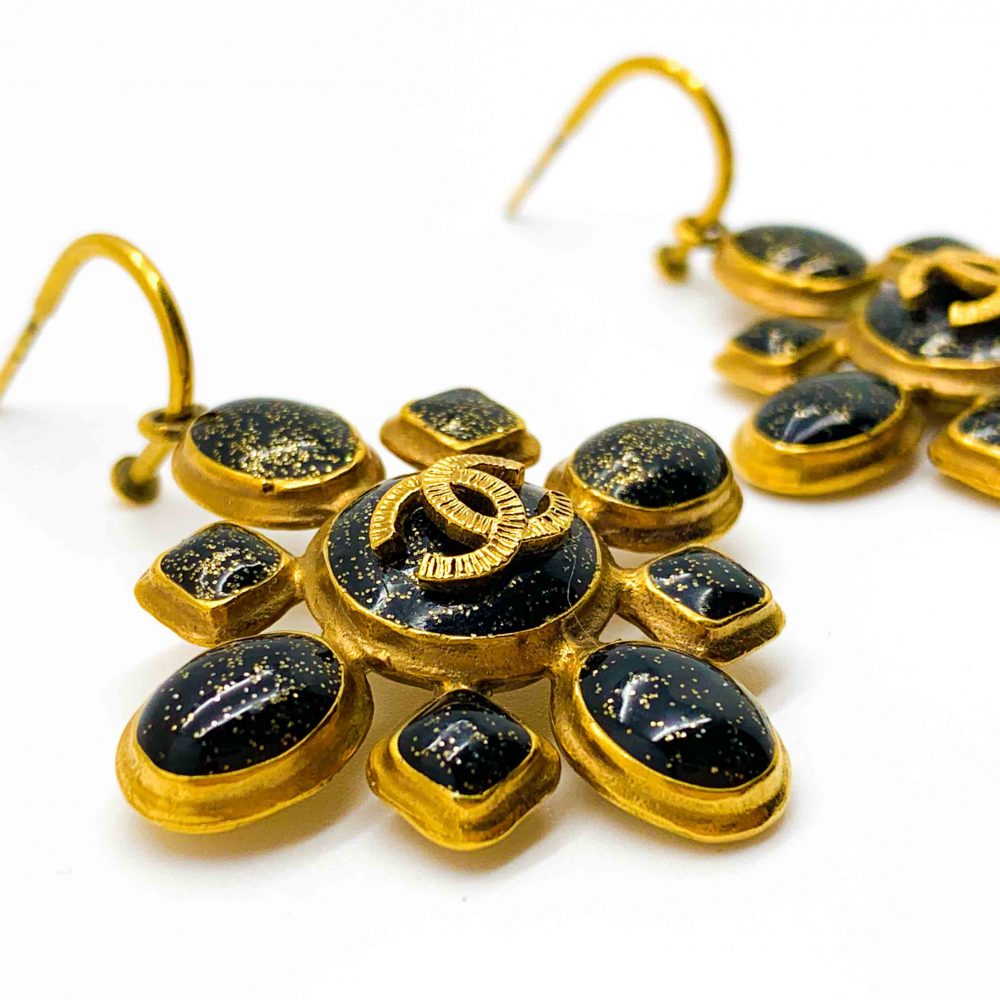 Vintage Chanel Gripoix CC Logo Earrings