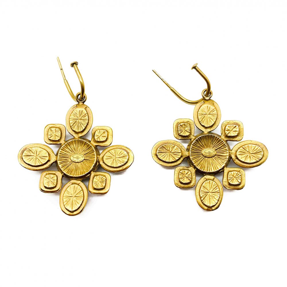 Vintage Chanel Gripoix CC Logo Earrings